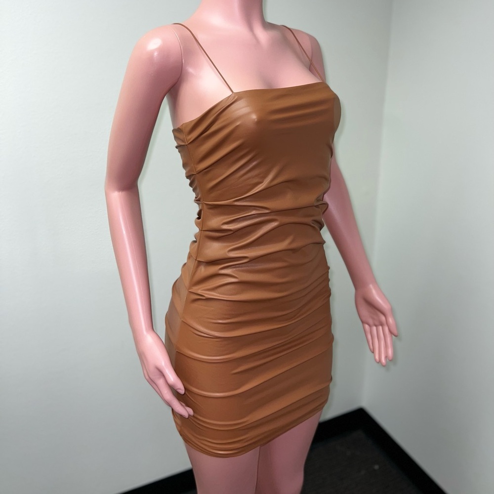 Tan Leather Mini Dress